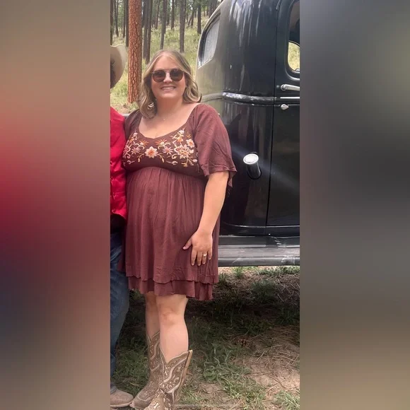 Shyanne Women's Embroidered Mesh Crinkle Mini Dress - Picture 3 of 11